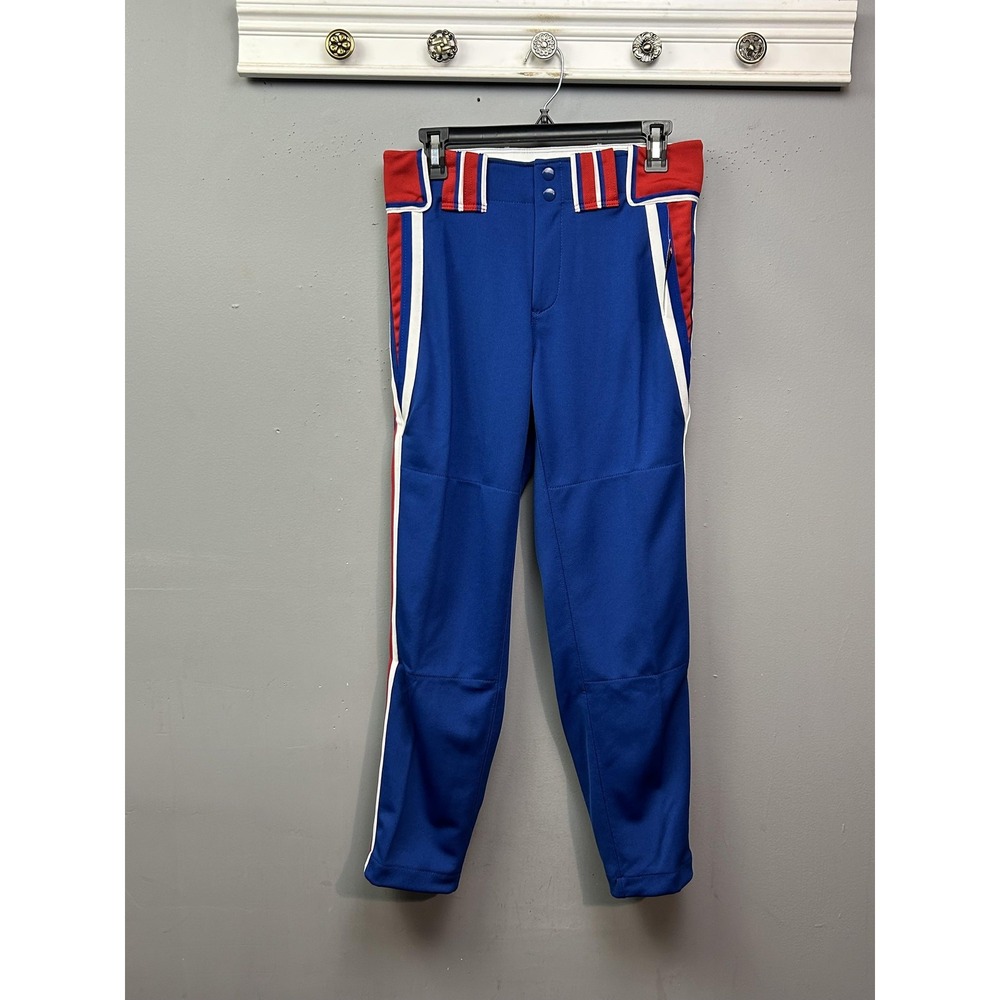 Boombah‎ Baseball Pants Mens 30 Blue Red White Piped Double Snap Back Pockets
